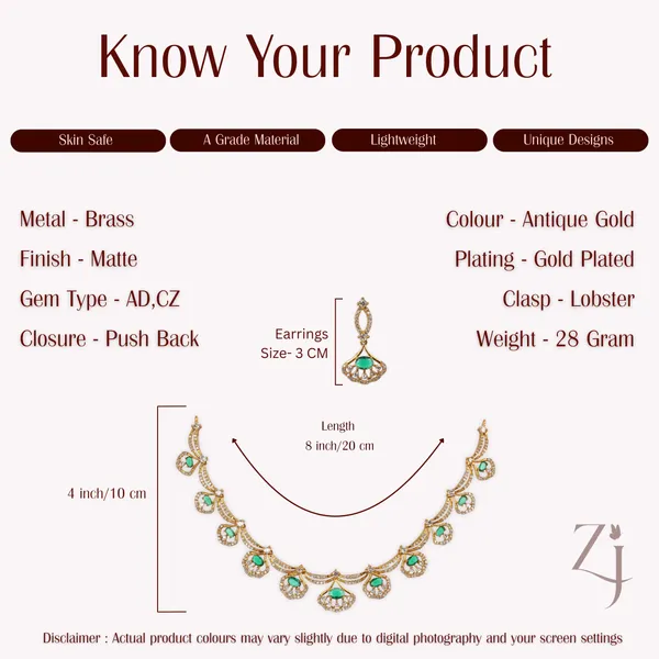 Antique_Gold_Plated_Brass_Ad_Cz_Stone_Necklace_Set_With_Earrings