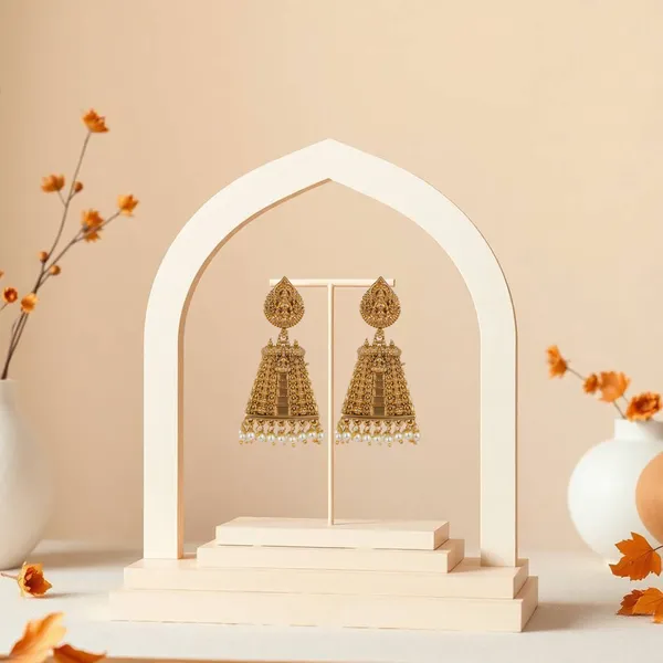 Gold_Plated_Temple_Jhumka_Earrings_With_Pearls