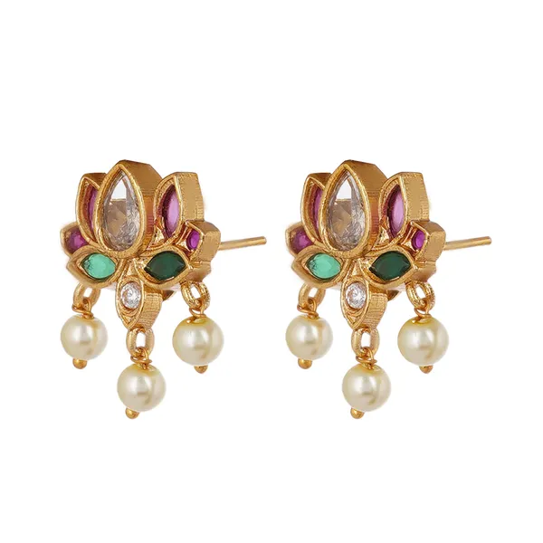 Gold_Plated_Multicolor_Stone_Necklace_Set_With_Earrings