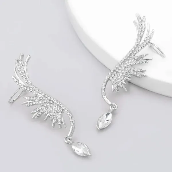 Silver_Crystal_Embellished_Feather_Ear_Cuff_Earrings_With_Drop