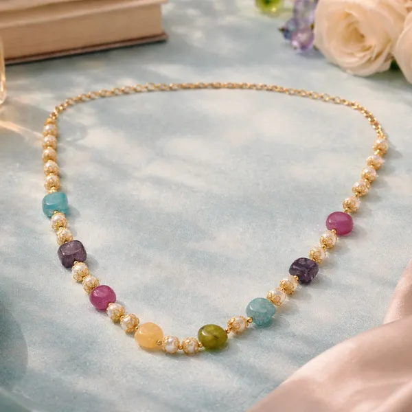 Gold_Plated_Multi_Colour_Beaded_Necklace_For_Women