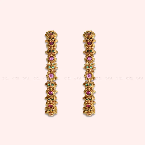 Gold_Tone_Pink_Stone_Embellished_Bangles_Set_Of_2