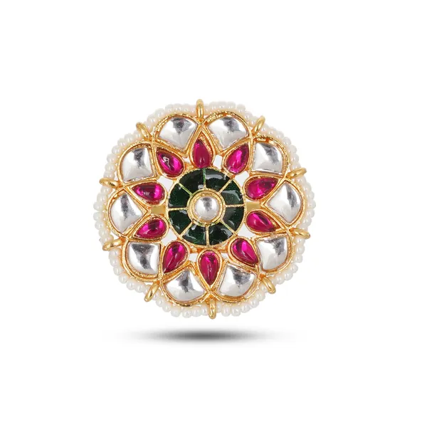 Gold_Plated_Brass_Kundan_Pearl_Adjustable_Ring_For_Women