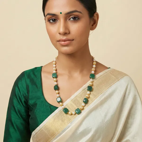 Green_Stone_Pearl_Gold_Chain_Necklace_For_Women