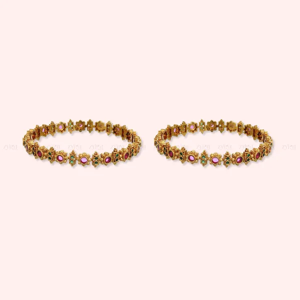 Gold_Tone_Pink_Stone_Embellished_Bangles_Set_Of_2