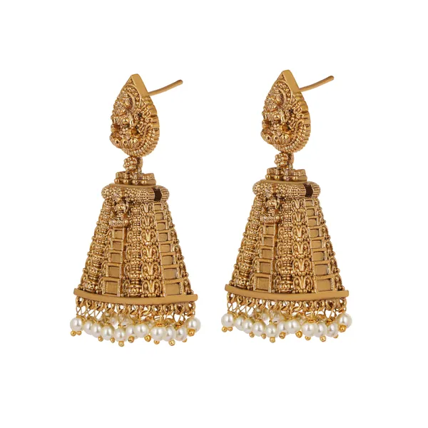 Gold_Plated_Temple_Jhumka_Earrings_With_Pearls