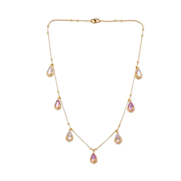 Rose_Gold_Plated_Teardrop_Cubic_Zirconia_Necklace_For_Women