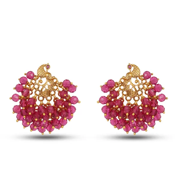 Antique_Gold_Plated_Crystal_Bead_Cluster_Earrings