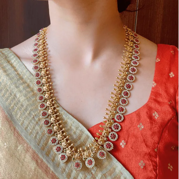 Antique_Gold_Brass_Ad_Cz_Necklace_Set_With_Earrings_For_Women