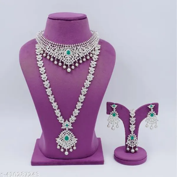 White_And_Green_Alloy_Premium_Haram_Choker_Set_For_Women