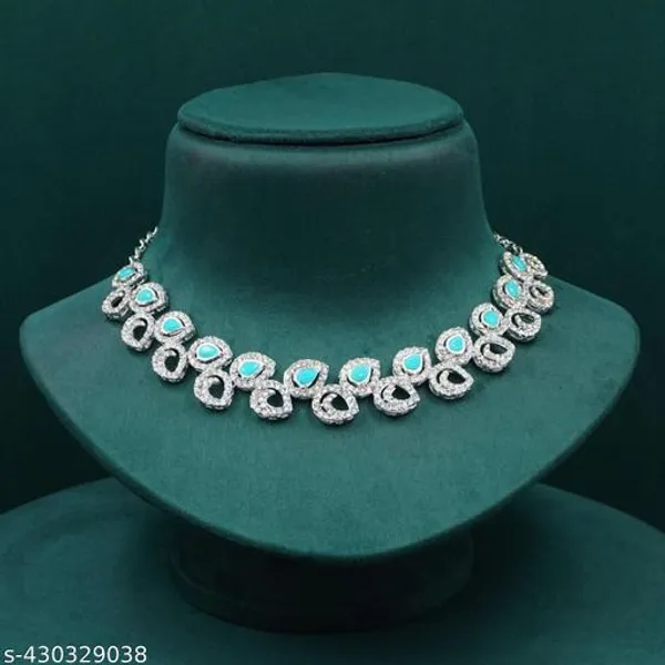 White_And_Sky_Blue_Alloy_Premium_Necklace_Set_For_Women