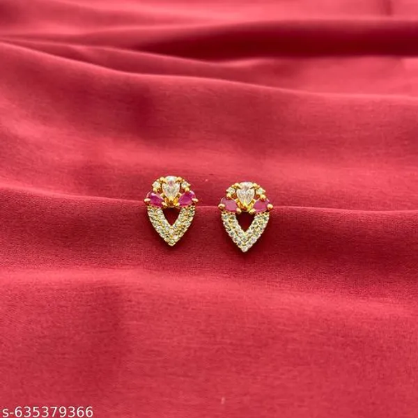 Golden_And_Pink_Alloy_Premium_Stud_Earrings_For_Women