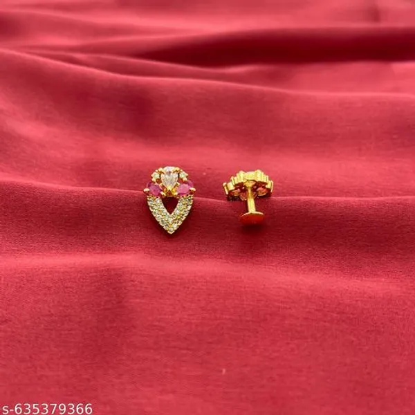Golden_And_Pink_Alloy_Premium_Stud_Earrings_For_Women
