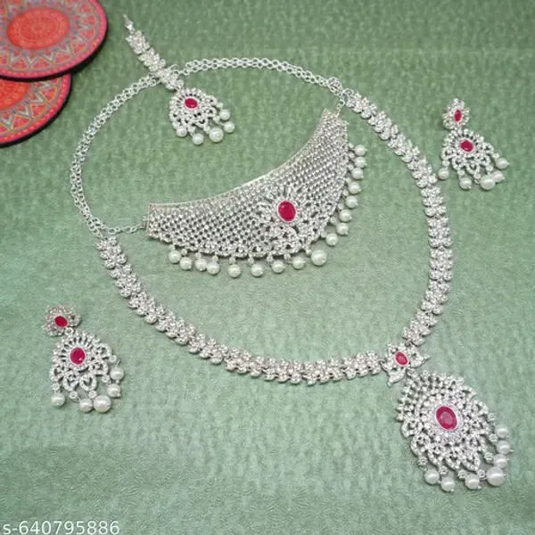 White_And_Pink_Alloy_Premium_Jewellery_Combo_Set_For_Women