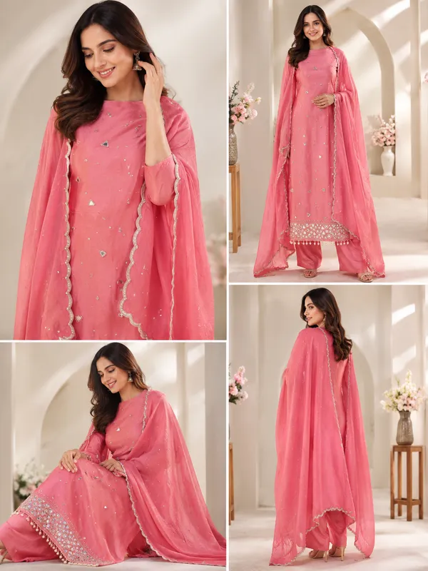 Pink_Pure_Chiffon_Embellished_Unstitched_Kurta_Set_For_Women