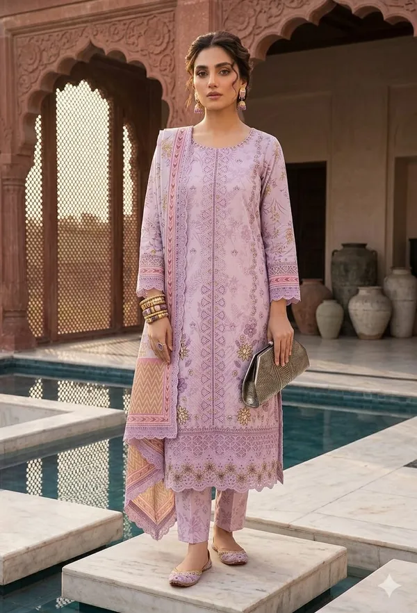 Lavender_Cotton_Embroidered_Straight_Unstitched_Kurta_Set_For_Women