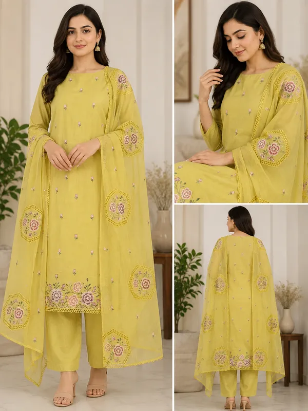 Yellow_Organza_Embroidered_Straight_Kurta_Set_For_Women