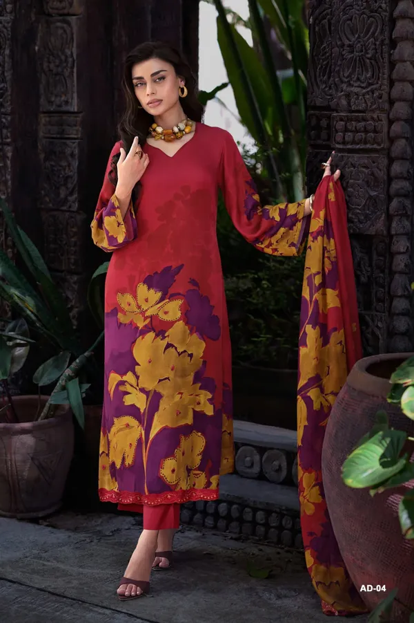 viscose_muslin_digitally_printed_with_thread_hand_work_and_embroiderd__Kurta_Set_For_Women