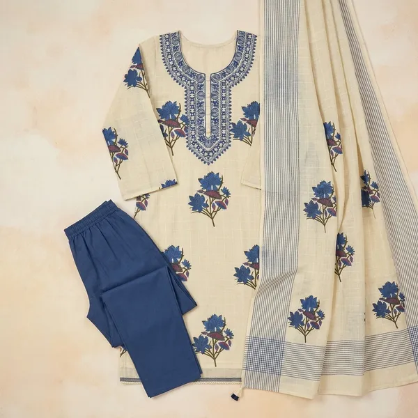 Cream_Blue_Cotton_Floral_Embroidered_Straight_Kurta_Set_For_Women