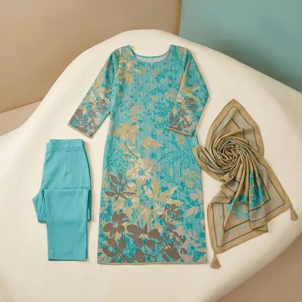 Green_Pashmina_Floral_Print_Straight_Kurta_Set_For_Women