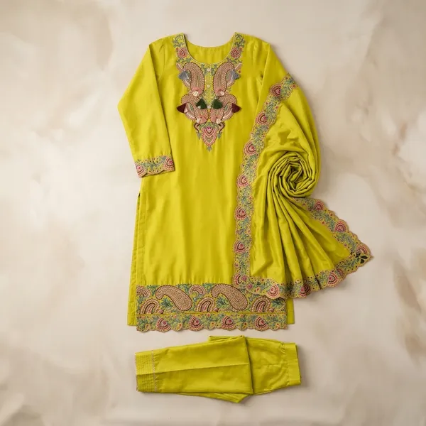 Yellow_Cotton_Silk_Embroidered_Straight_Kurta_Set_For_Women