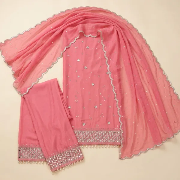 Pink_Pure_Chiffon_Embellished_Unstitched_Kurta_Set_For_Women