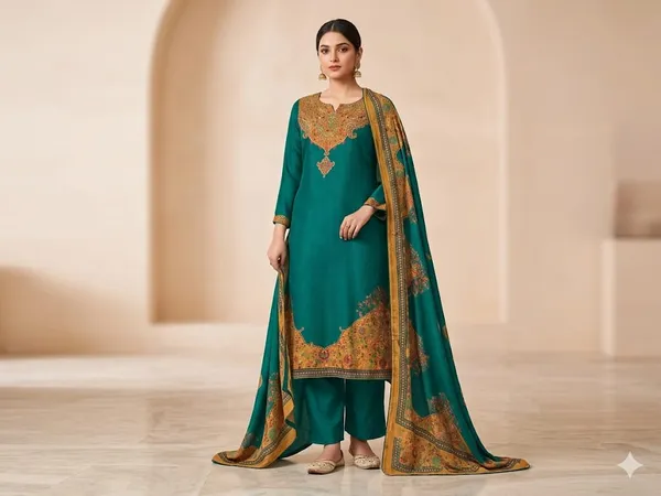 Teal_Pashmina_Embroidered_Unstitched_Kurta_Set_For_Women
