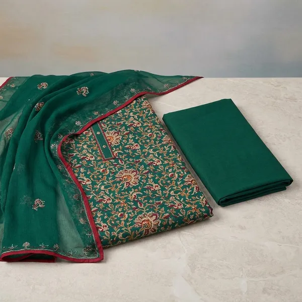 Green_Cotton_Straight_Floral_Embroidered_Unstitched_Kurta_Set_For_Women