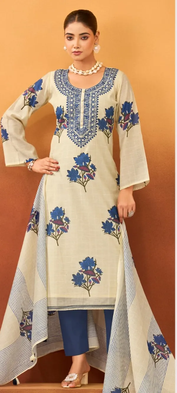 Cream_Blue_Cotton_Floral_Embroidered_Straight_Kurta_Set_For_Women