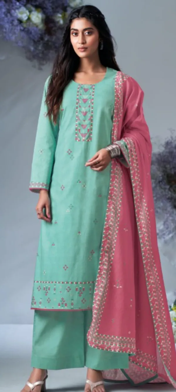 Mint_Green_Pink_Cotton_Embroidered_Unstitched_Kurta_Set_For_Women