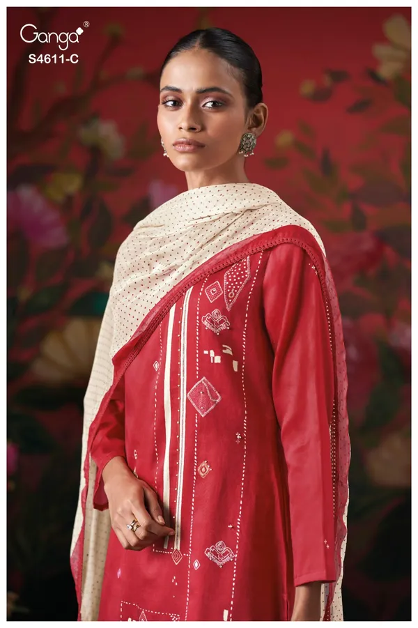 RED_GANGA_premium_cotton_satin_printef_with_hand_work_hand_embroidery_crochet_lace_border_on_Daman_&_sleeves_