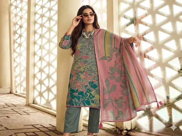 Olive_Green_Pashmina_Floral_Embroidered_Straight_Kurta_Set_For_Women