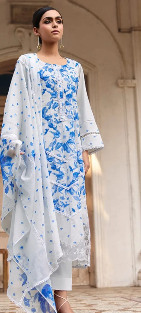 White_Blue_Lawn_Cotton_Floral_Embroidered_Unstitched_Kurta_Set_For_Women
