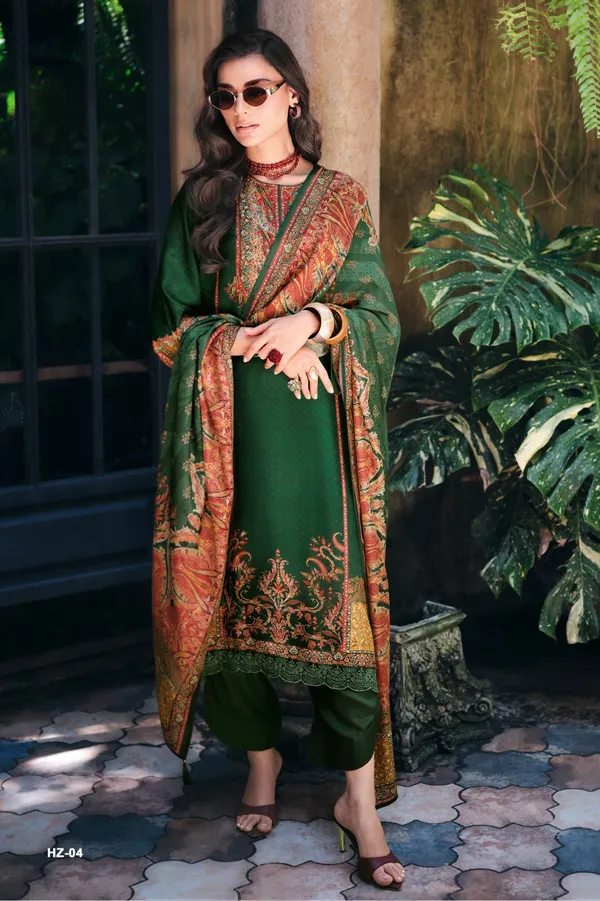 Green_viscose_rose_silk_fancy_carpet_inspired_digitally_printed_with_hand_work_and_laces__Embroidered_Unstitched_Kurta_Set_For_Women