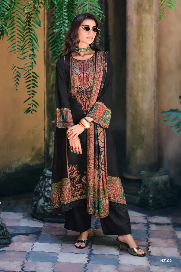 Green_viscose_rose_silk_fancy_carpet_inspired_digitally_printed_with_hand_work_and_laces__Embroidered_Unstitched_Kurta_Set_For_Women