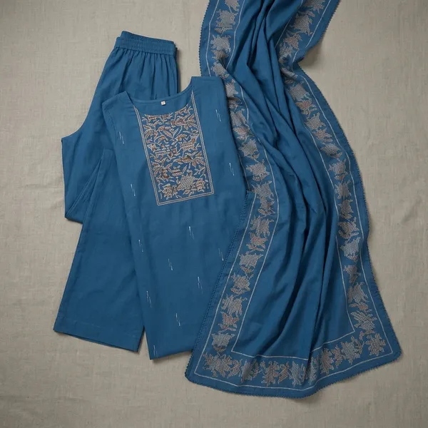 Blue_Cotton_Embroidered_Straight_Kurta_Palazzo_Set_For_Women