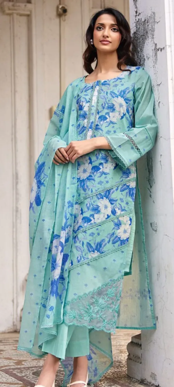 Mint_Blue_Cotton_Floral_Embroidered_Unstitched_Kurta_Set_For_Women