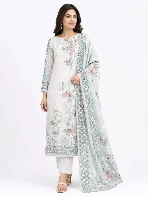 White_Velvet_Unstitched_Kurta_Set_For_Women