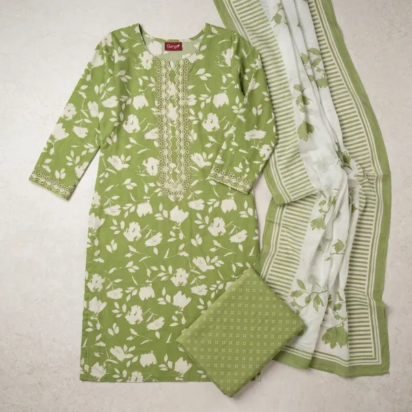 Green_Pashmina_Straight_Kurta_Set_With_Chiffon_Dupatta_For_Women