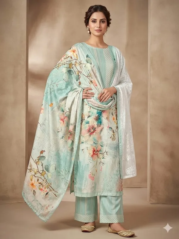 Light_Green_Velvet_Unstitched_Kurta_Set_For_Women