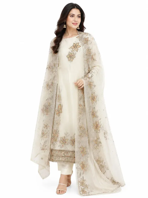 Off_White_Organza_Straight_Kurta_Set_For_Women
