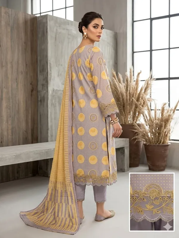 Brown_Cotton_Polka_Dot_Unstitched_Kurta_Set_For_Women