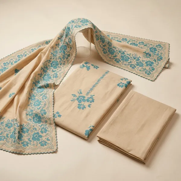 Beige_Cotton_Straight_Floral_Embroidered_Unstitched_Kurta_Set_For_Women