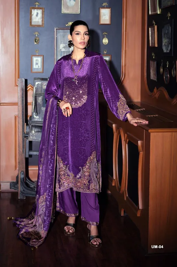 VARSHA_RED__Viscose_crape_digitally_printed_with_mirror_and_pitta_hand_work_Embroidered_Unstitched_Kurta_Set_For_Women