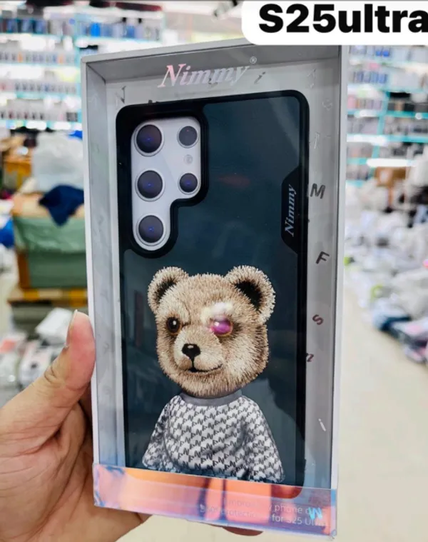 Blue_Silicone_Teddy_Bear_Phone_Case_For_Samsung_S25_Ultra