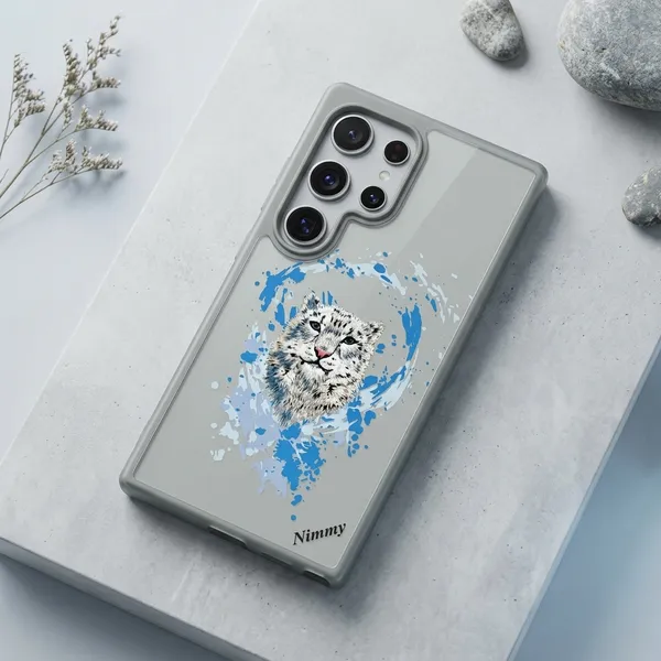 Light_Grey_Tpu_Snow_Leopard_Transparent_Phone_Case_For_Samsung_S25_Ultra