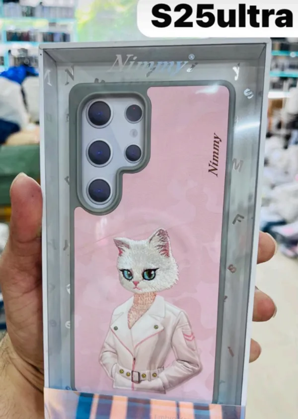 Pink_Silicone_Cat_Graphic_Phone_Case_For_Samsung_S25_Ultra