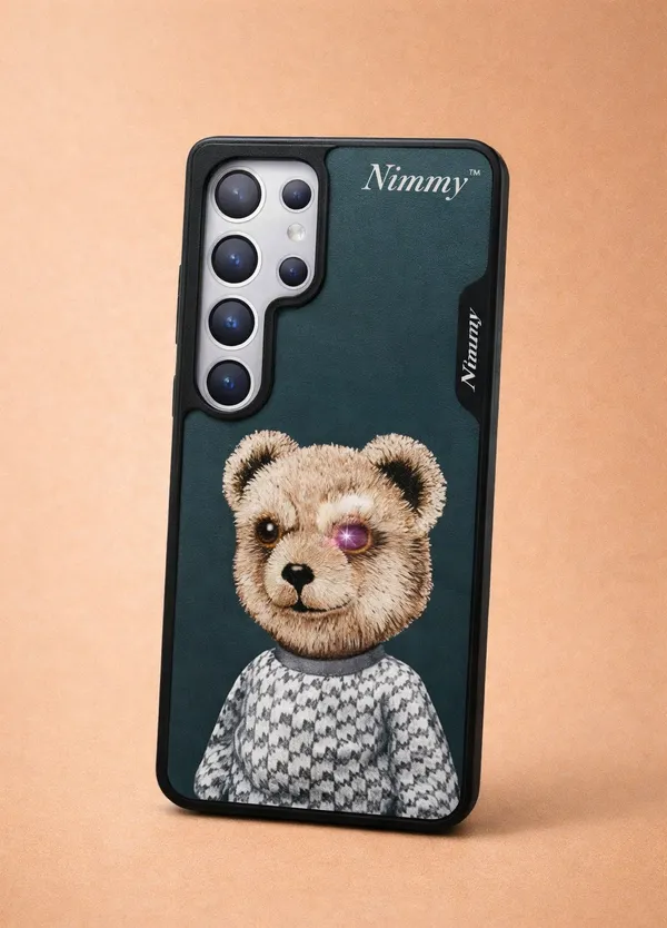 Blue_Silicone_Teddy_Bear_Phone_Case_For_Samsung_S25_Ultra