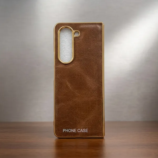 Brown_Leather_Textured_Phone_Case_For_Fold_Series