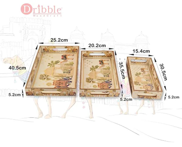 Dribble_Premium_MDF_Wood_Serving_Tray_Set_of_3_|_Gold_Engraved_Decorative_Trays_|_Waterproof_Enamel_Coated_|_Royal_Caravan_Design_|_Rectangular_|_16x10,14x8_&12x6_Inch_|_for_Kitchen,_Dining_&_Gifting